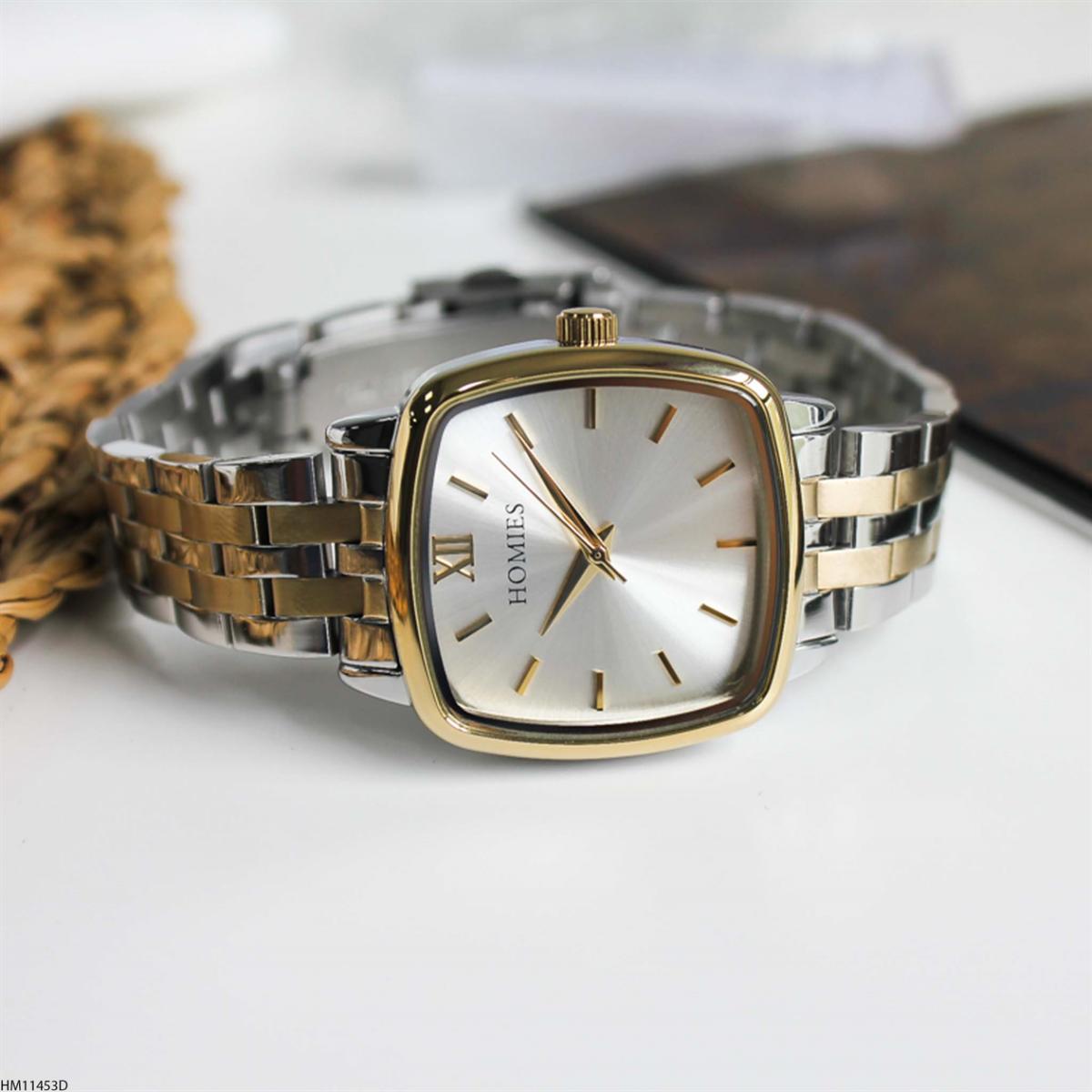 Homies HM11453D 32 mm Altın-Gri Çelik Kordon Analog Kadın Kol Saati