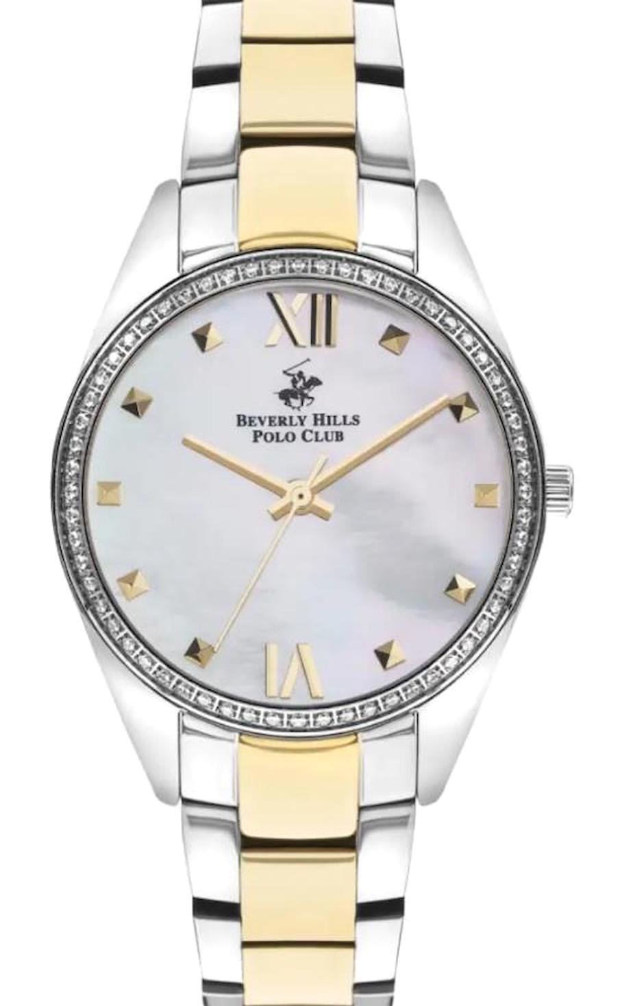 Beverly Hills Polo Club BP3300X.120 33 mm Altın-Gri Çelik Kordon Analog Kadın Kol Saati