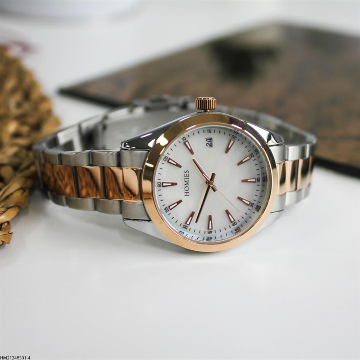 Homies HM21248S01-4 Takvimli 33 mm Gri-Rose Gold Çelik Kordon Analog Kadın Kol Saati