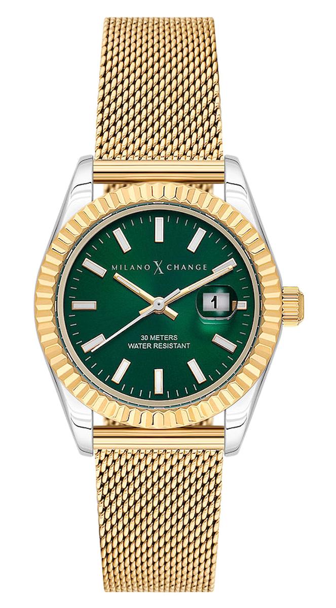 Milano X Change MXL6119 Takvimli 31 mm Altın Hasır Kordon Analog Kadın Kol Saati