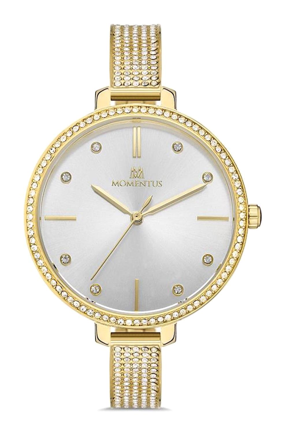 Momentus SS231T-02SG 36 mm Altın Hasır Kordon Analog Kadın Kol Saati