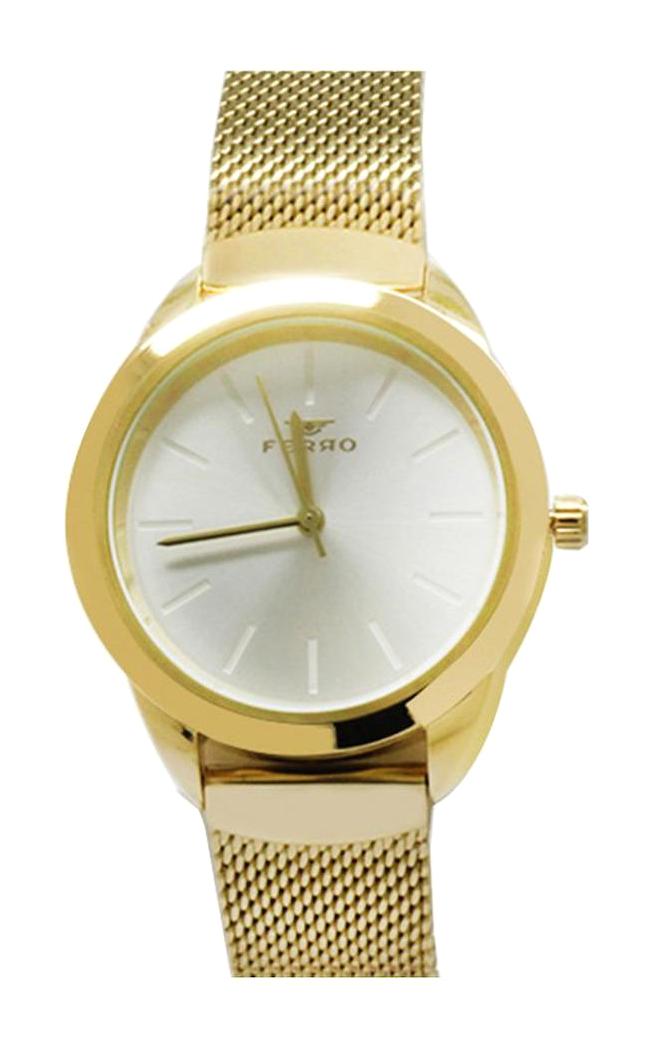 Ferro TH-F21073C-B 38 mm Altın Hasır Kordon Analog Kadın Kol Saati