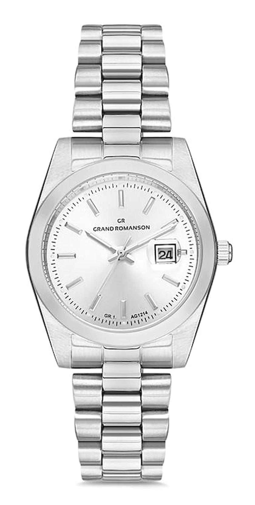 Grand Romanson GR.1.AG1214.01 Takvimli 36 mm Gri Çelik Kordon Analog Kadın Kol Saati