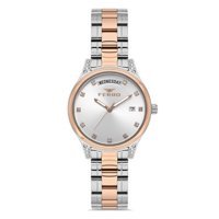 Ferro FL21439A-E Takvimli 34 mm Gri-Rose Gold Çelik Kordon Analog Kadın Kol Saati