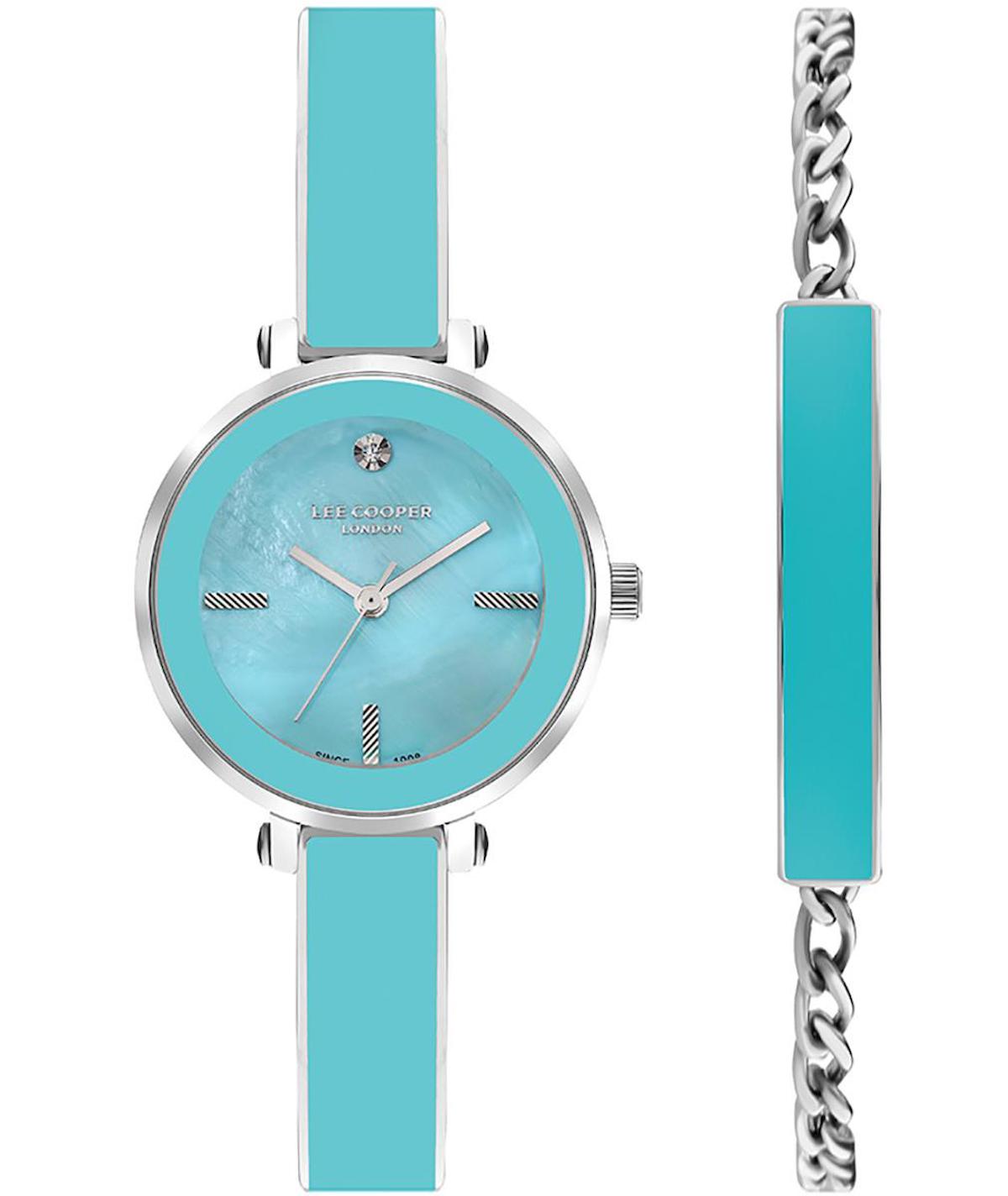 Lee Cooper LC07813.390 40 mm Turkuaz Metal Kordon Analog Kadın Kol Saati