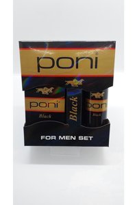 Poni Black İkili Erkek Parfüm Deodorant Seti EDT 90 ml + 100 ml Body Splash Deo
