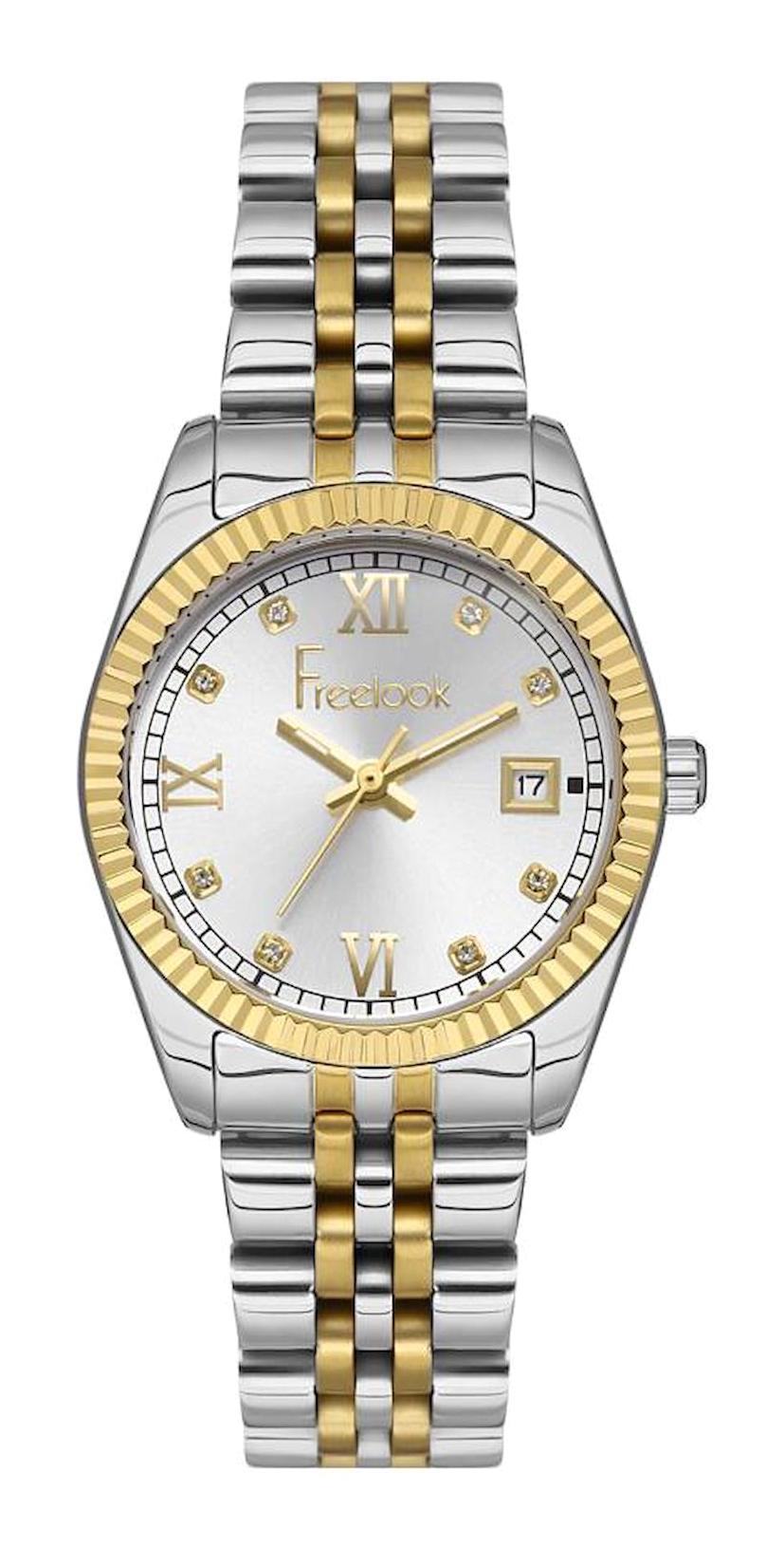 Freelook FL.1.10093.1 Takvimli 30 mm Gri Çelik Kordon Analog Kadın Kol Saati