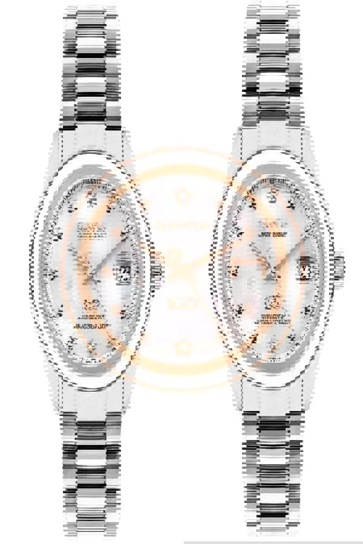 Quantum ST15213 Takvimli 34 mm Gri Çelik Kordon Analog Kadın Kol Saati