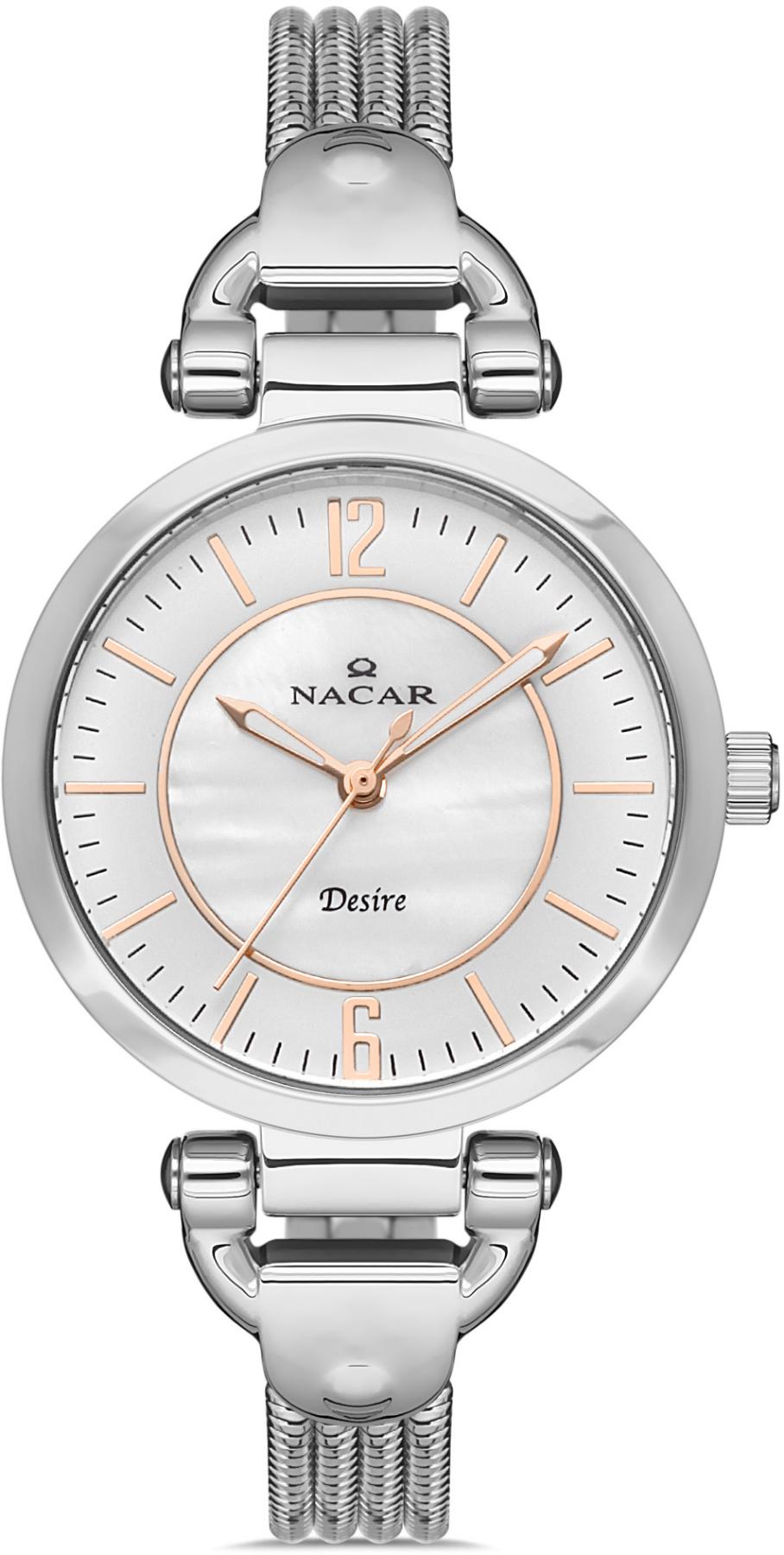 Nacar 10-3931035-AMM 34 mm Gri Metal Kordon Analog Kadın Kol Saati