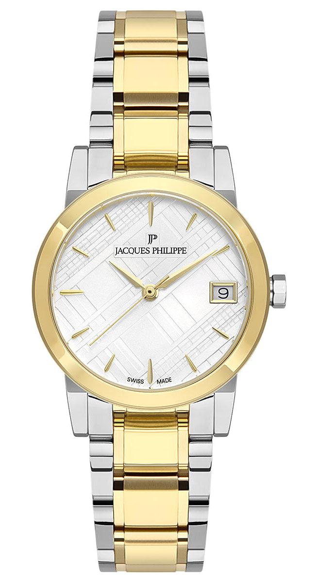 Jacques Philippe JPQLS317328YG Takvimli 30 mm Altın-Gri Çelik Kordon Analog Kadın Kol Saati