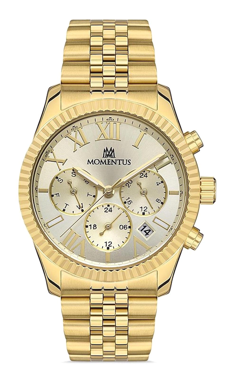 Momentus CW128G-08SG Takvimli 38 mm Altın Çelik Kordon Analog Kadın Kol Saati