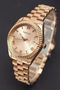 Ferrucci Takvimli 34 mm Rose Gold Çelik Kordon Analog Kadın Kol Saati