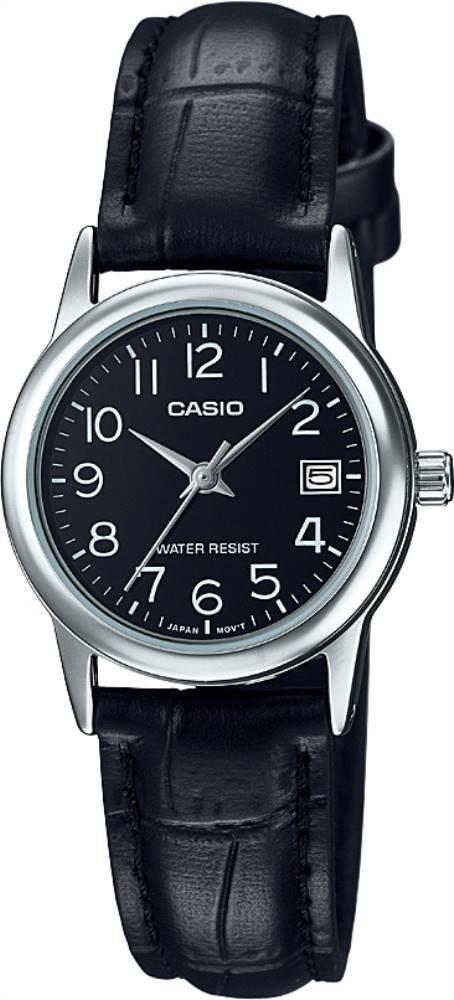 Casio LTP-V002L-1BUDF Takvimli 25 mm Siyah Deri Kordon Analog Kadın Kol Saati