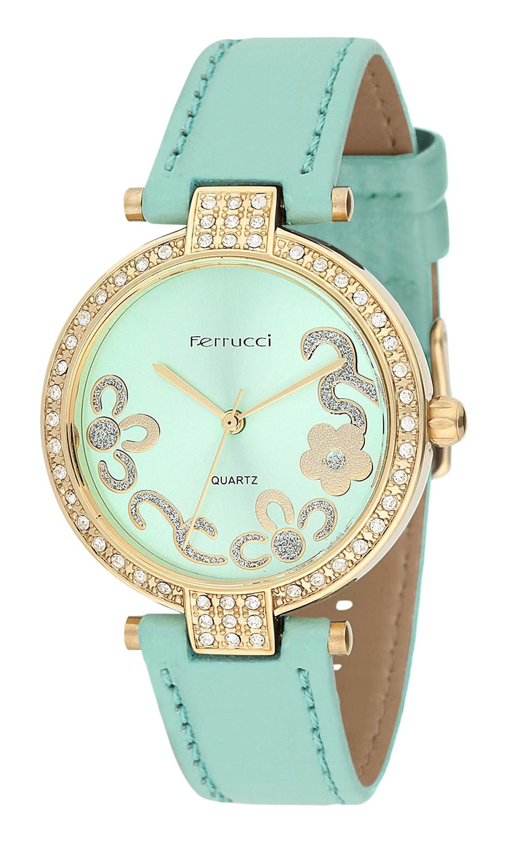 Ferrucci 8FK537 38 mm Mavi Deri Kordon Analog Kadın Kol Saati