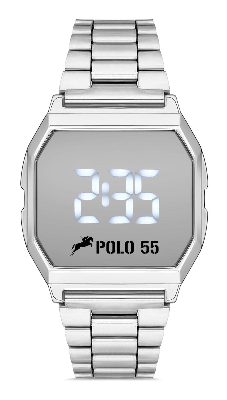 Polo55 36 mm Gri Metal Kordon Dijital Kadın Kol Saati