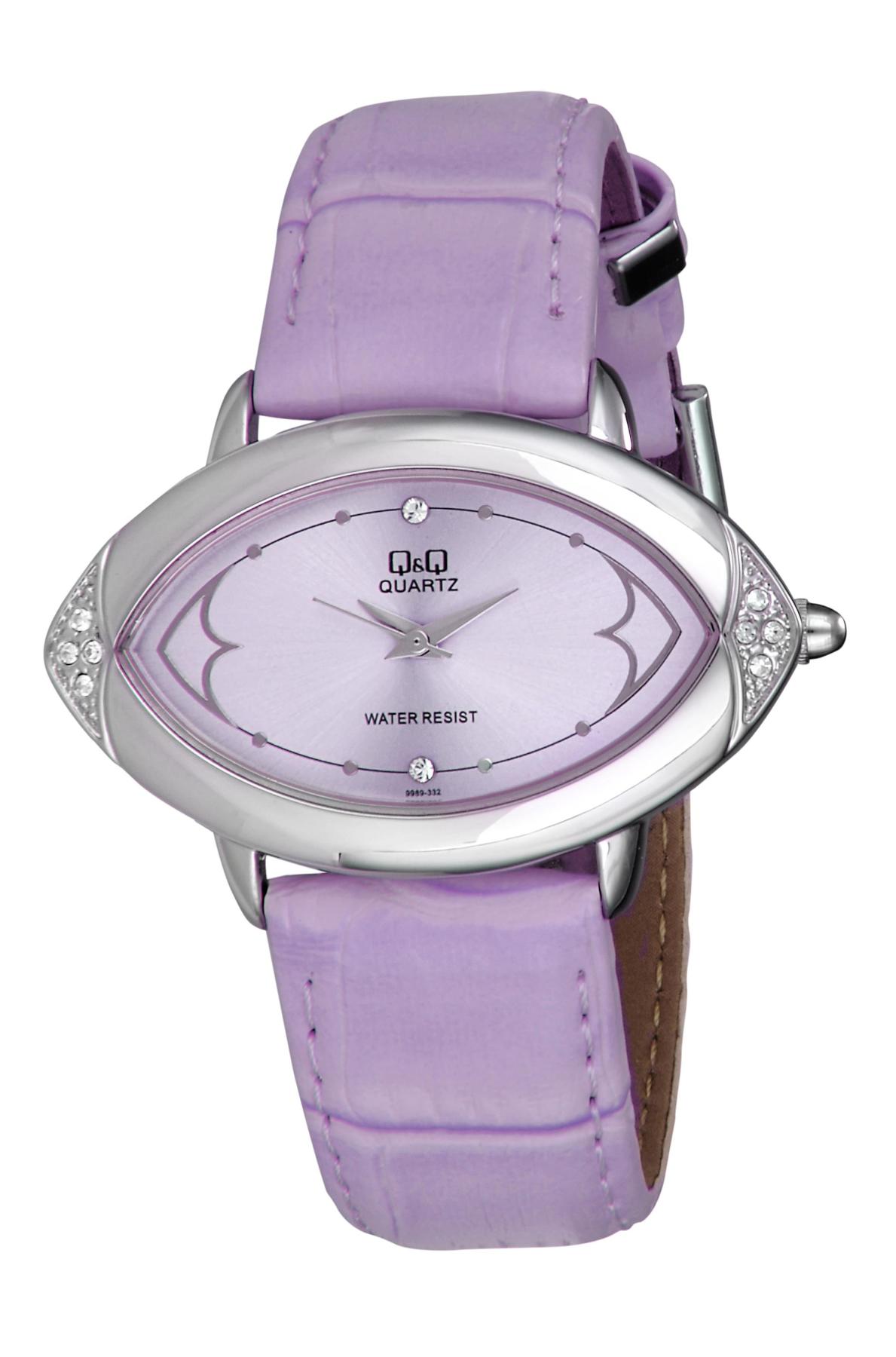 Q&Q 3A626 36 mm Lila Deri Kordon Analog Kadın Kol Saati