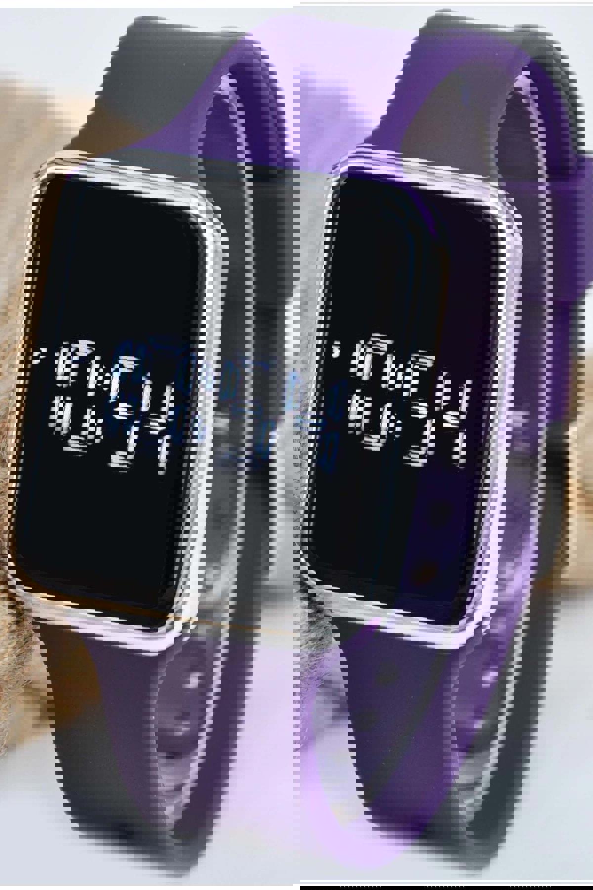 Sonsuzsaat SU-684 38 mm Mor Silikon Kordon Dijital Unisex Kol Saati
