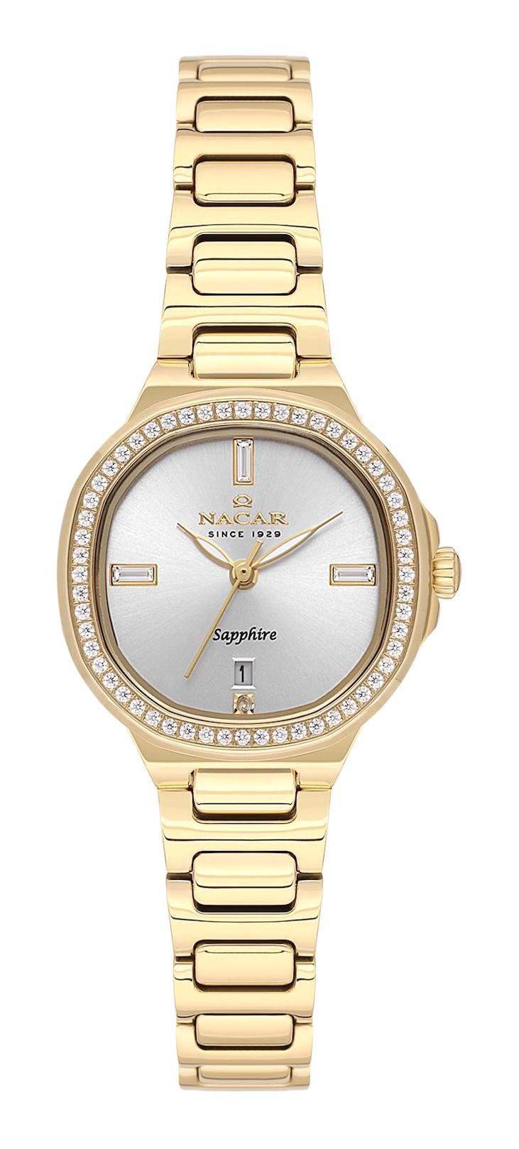 Nacar 33398369-DWMS Takvimli 27 mm Sarı Metal Kordon Analog Kadın Kol Saati