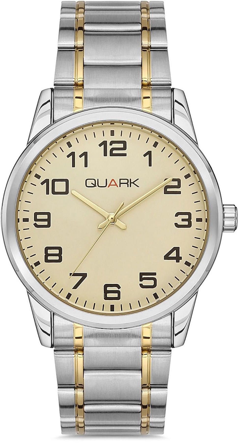 Quark QM-V001SG-9A 34 mm Altın-Gri Çelik Kordon Analog Kadın Kol Saati