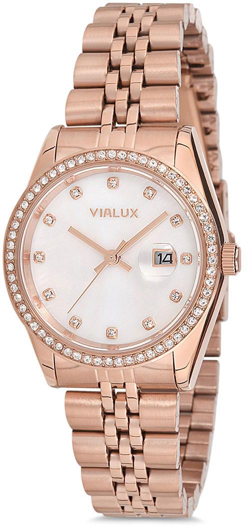Vialux LJ575R-02SR Takvimli 35 mm Rose Gold Çelik Kordon Analog Kadın Kol Saati