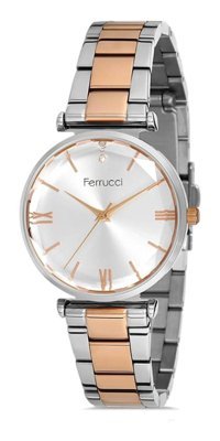 Ferrucci 36 mm Gri-Rose Gold Çelik Kordon Analog Kadın Kol Saati