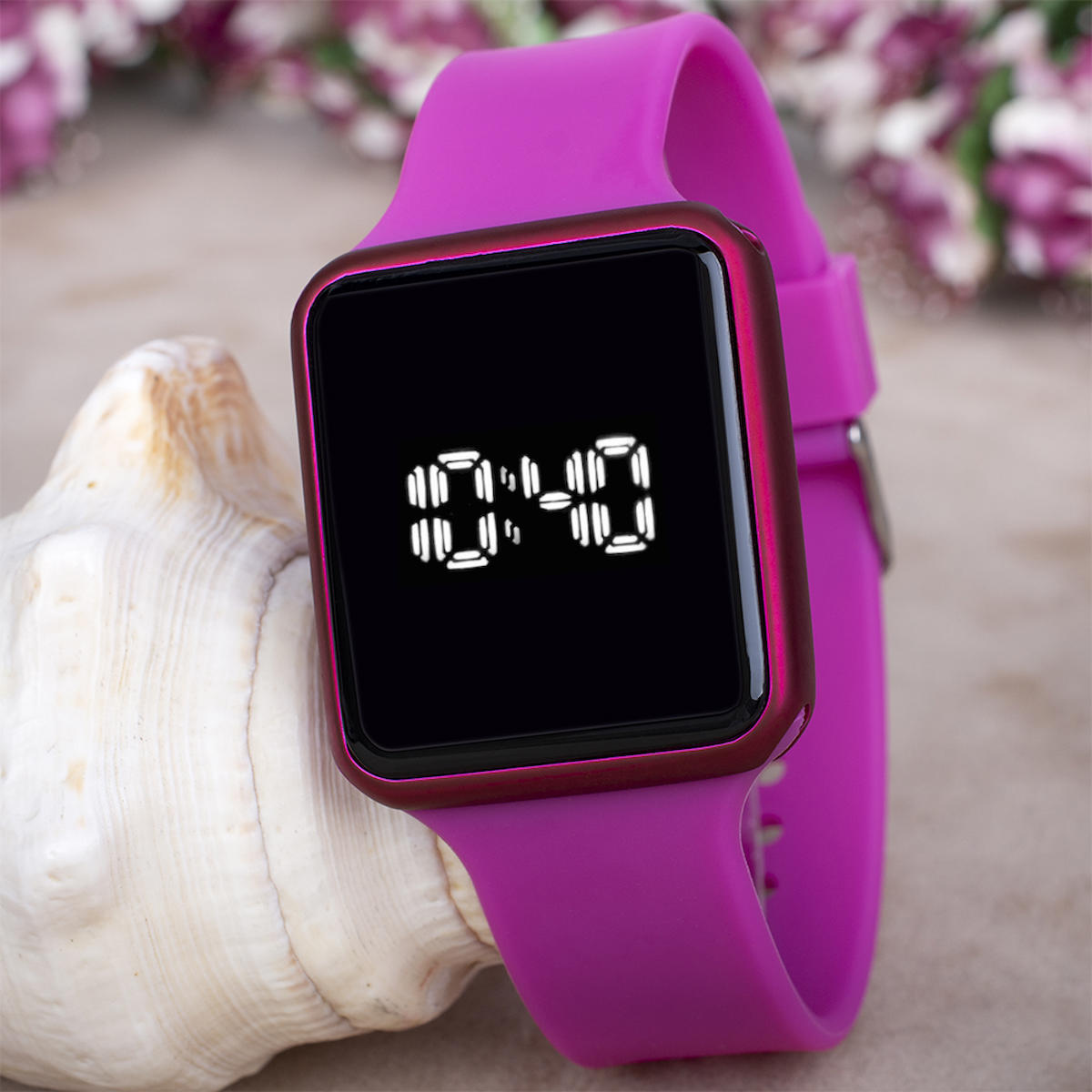 Oleydi Takvimli 40 mm Fuşya Silikon Kordon Dijital Kadın Kol Saati