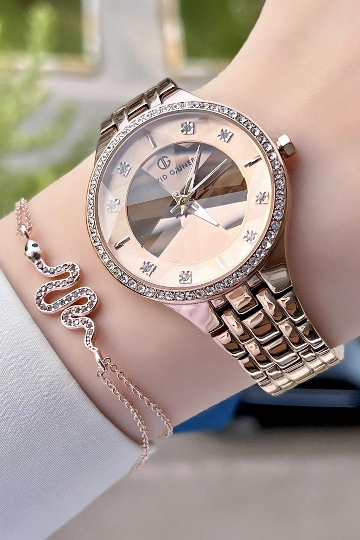 David Guner DGISTE27 35 mm Rose Gold Çelik Kordon Analog Kadın Kol Saati