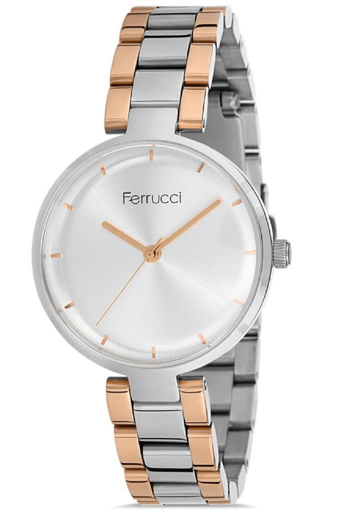 Ferrucci FC.13718M.02 33 mm Gri-Rose Gold Çelik Kordon Analog Kadın Kol Saati