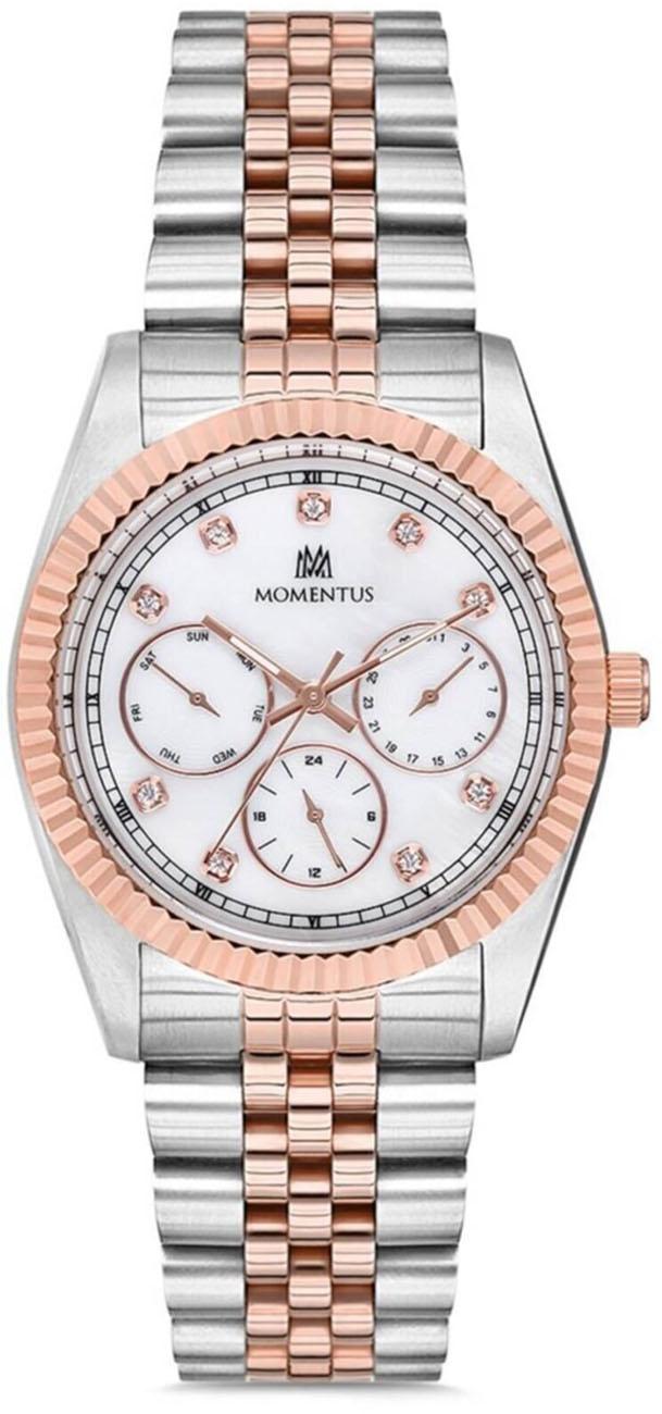 Momentus SW130T-09SR Takvimli 36 mm Gri-Rose Gold Çelik Kordon Analog Kadın Kol Saati