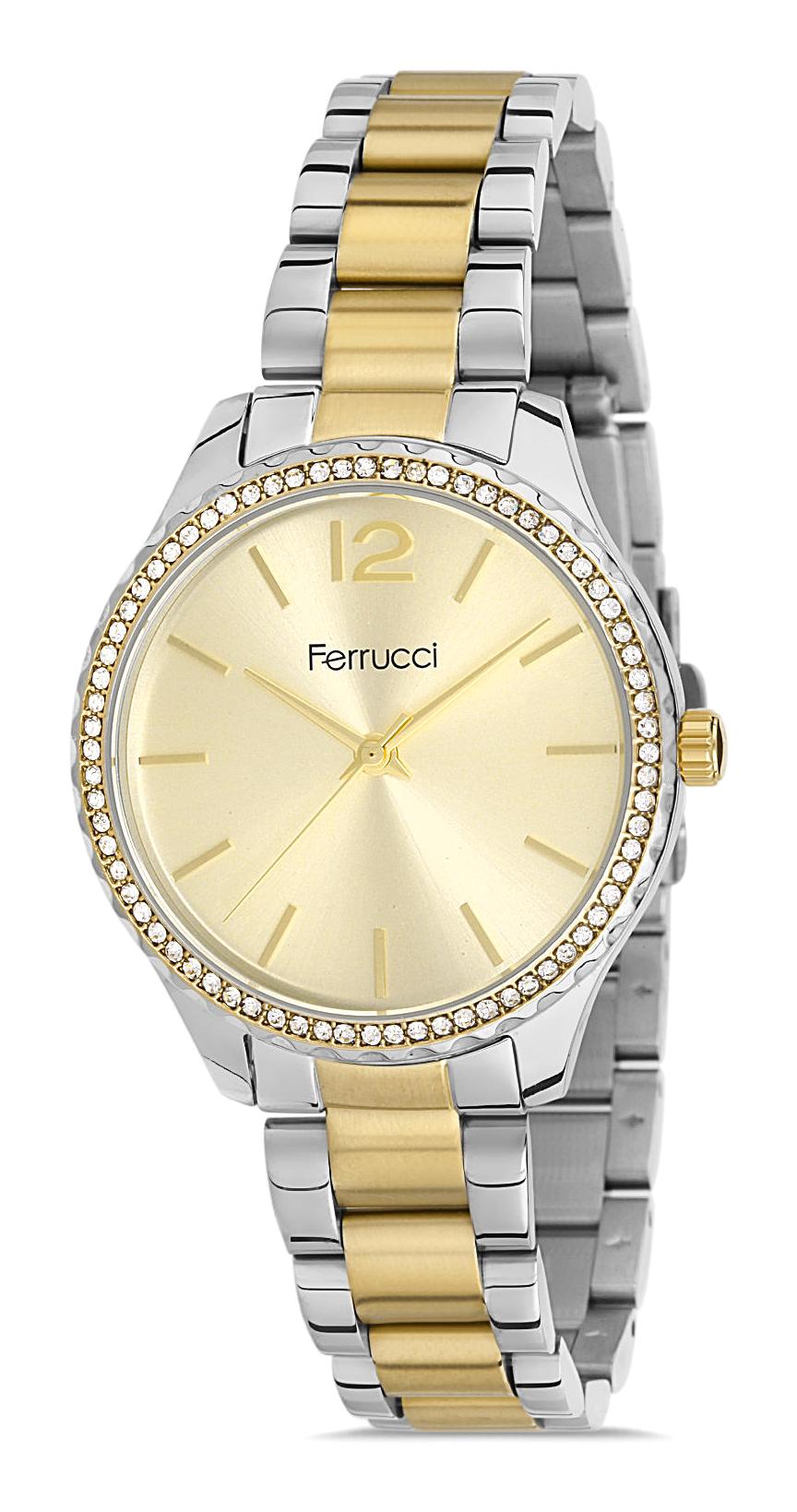Ferrucci FC.13886M.04 34 mm Altın-Gri Metal Kordon Analog Kadın Kol Saati