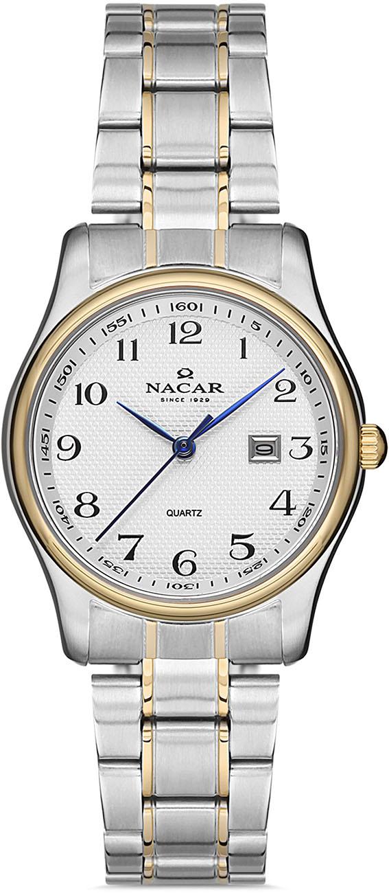 Nacar NC35-390036-CWM Takvimli 31 mm Altın-Gri Çelik Kordon Analog Kadın Kol Saati