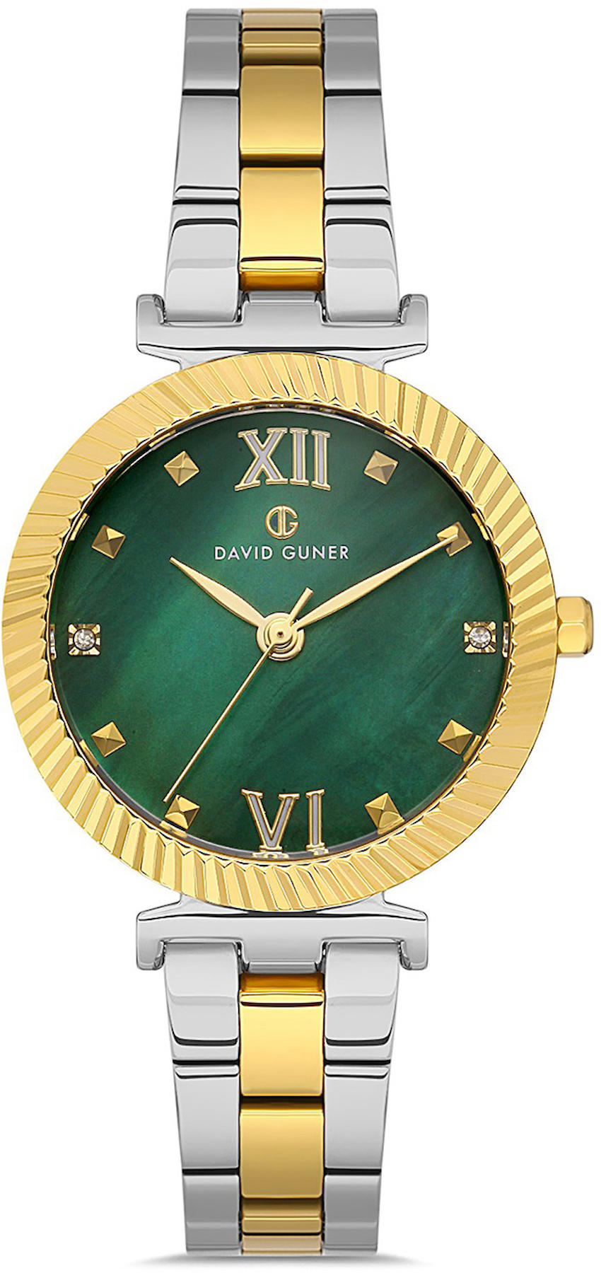 David Guner DG-8412LA-D10 33 mm Altın-Gri Çelik Kordon Analog Kadın Kol Saati