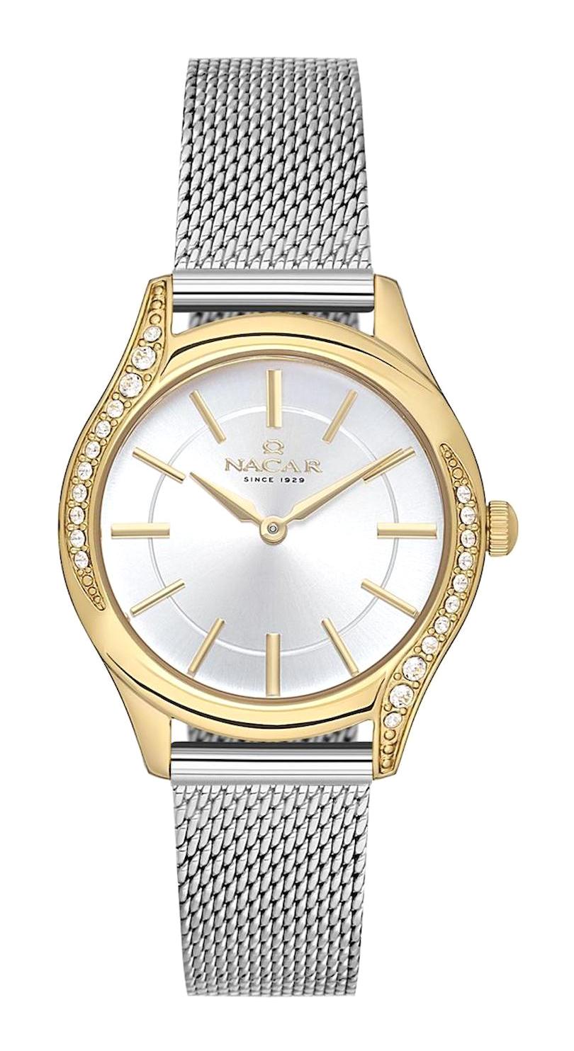 Nacar 34392020K-CSM 30 mm Gri Hasır Kordon Analog Kadın Kol Saati