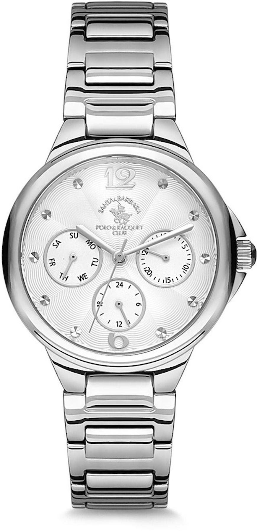 Santa Barbara Polo & Racquet Club SB.10.1059.2 Takvimli 36 mm Gri Çelik Kordon Analog Kadın Kol Saati