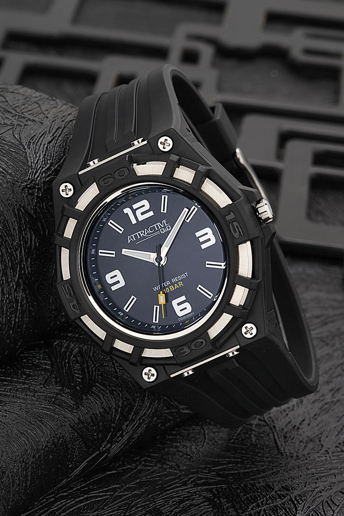 Q&Q 3B971 36 mm Siyah Silikon Kordon Analog Kadın Kol Saati