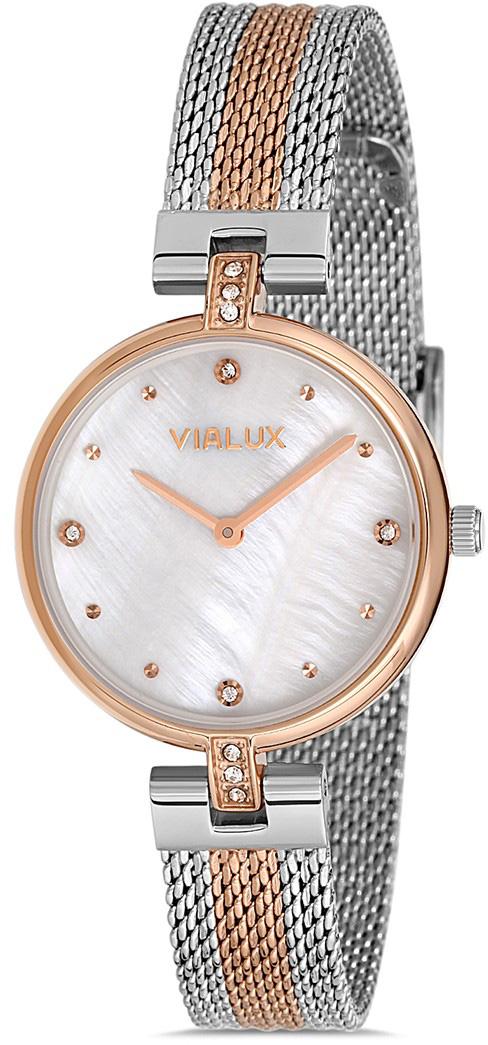 Vialux LJ477T-09SR 34 mm Altın-Gri Çelik Kordon Analog Kadın Kol Saati