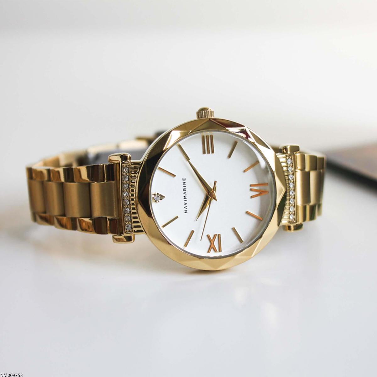Navimarine NM009753 35 mm Altın Çelik Kordon Analog Kadın Kol Saati