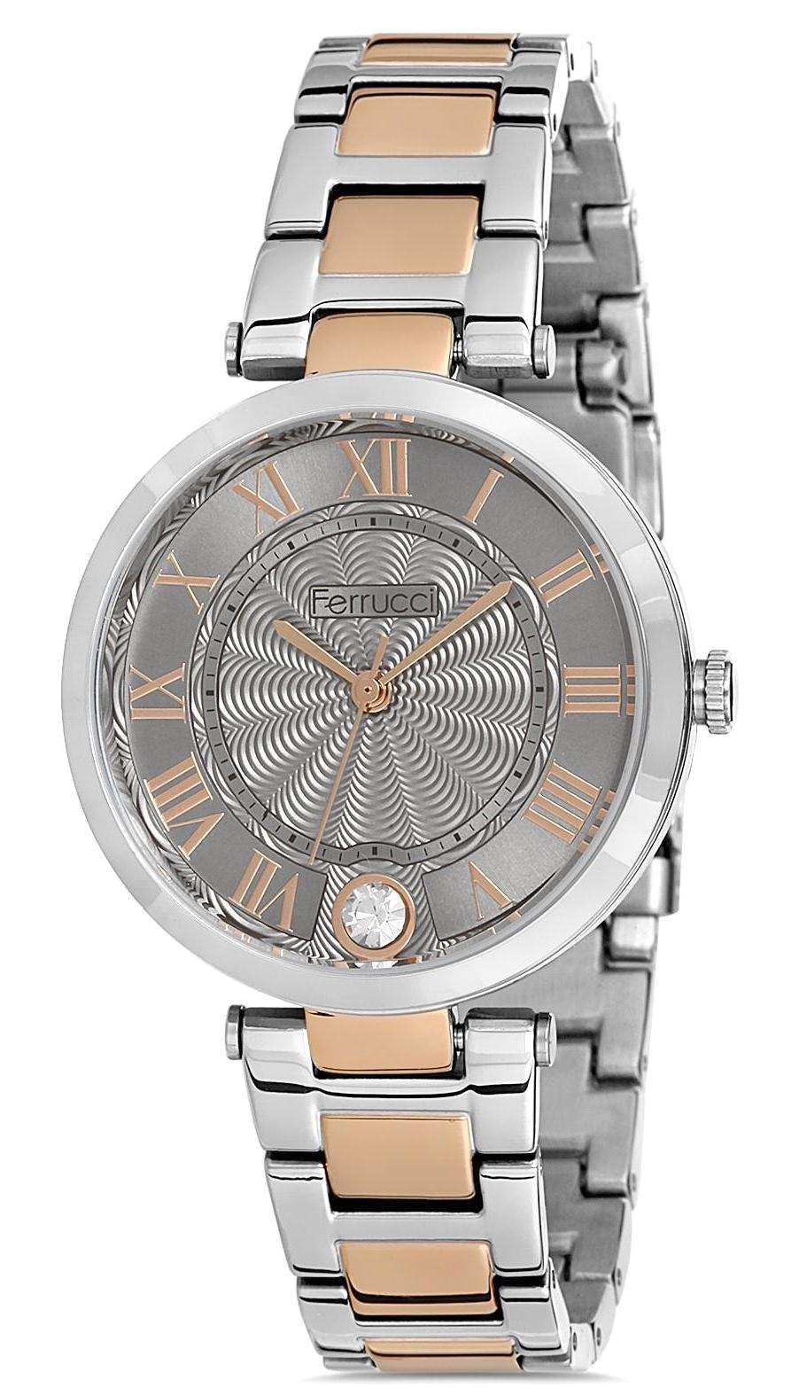 Ferrucci 9FM2661 36 mm Gri-Rose Gold Metal Kordon Analog Kadın Kol Saati
