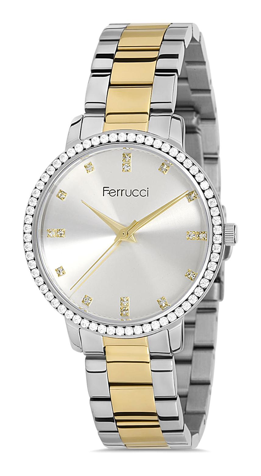 Ferrucci FC.14206M.03 34 mm Altın-Gri Metal Kordon Analog Kadın Kol Saati