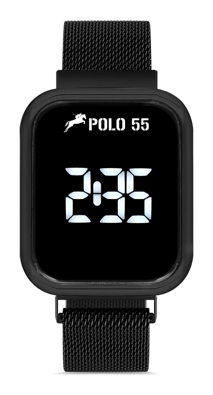 Polo55 36 mm Siyah Metal Kordon Dijital Kadın Kol Saati