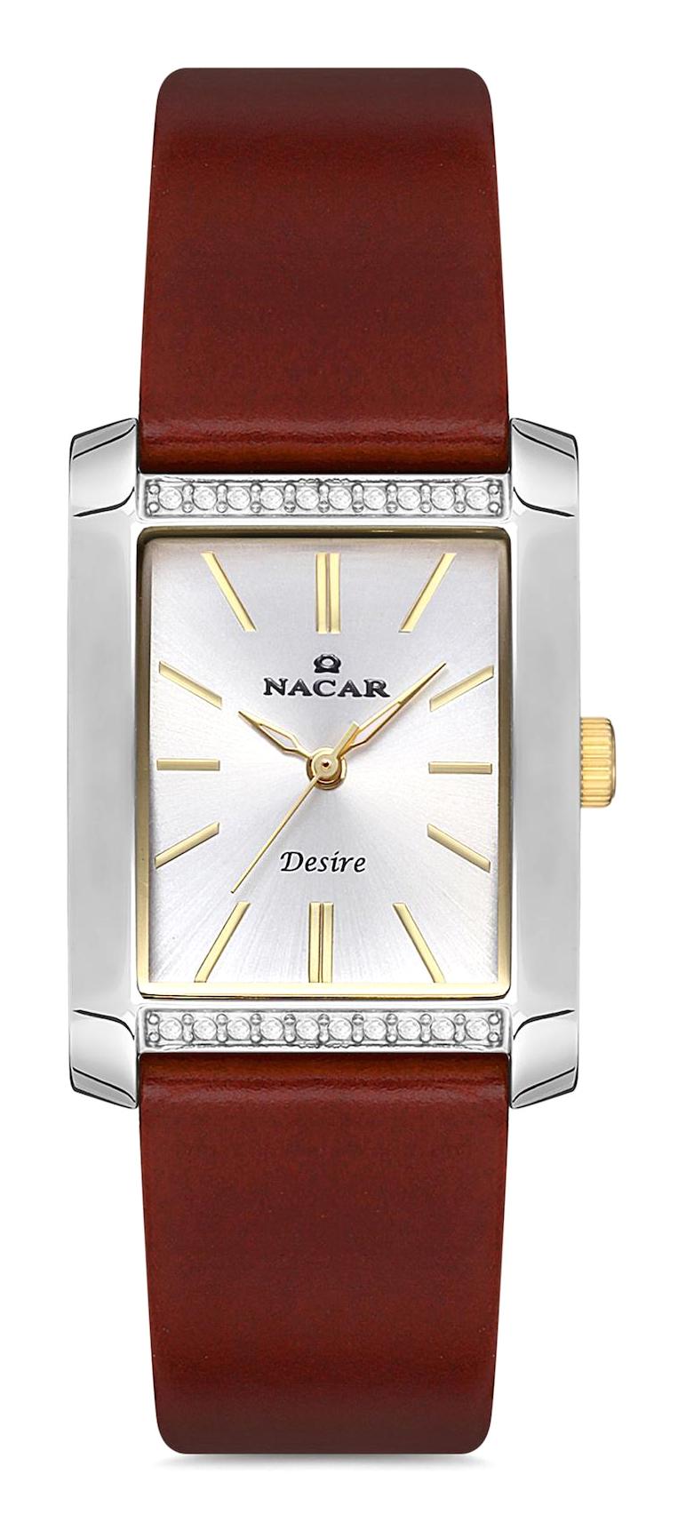 Nacar 103931041-CSL2 34 mm Kahverengi Deri Kordon Analog Kadın Kol Saati