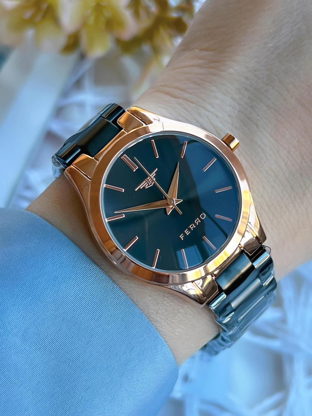 Ferro BF21071AWT 36 mm Siyah Çelik Kordon Analog Kadın Kol Saati