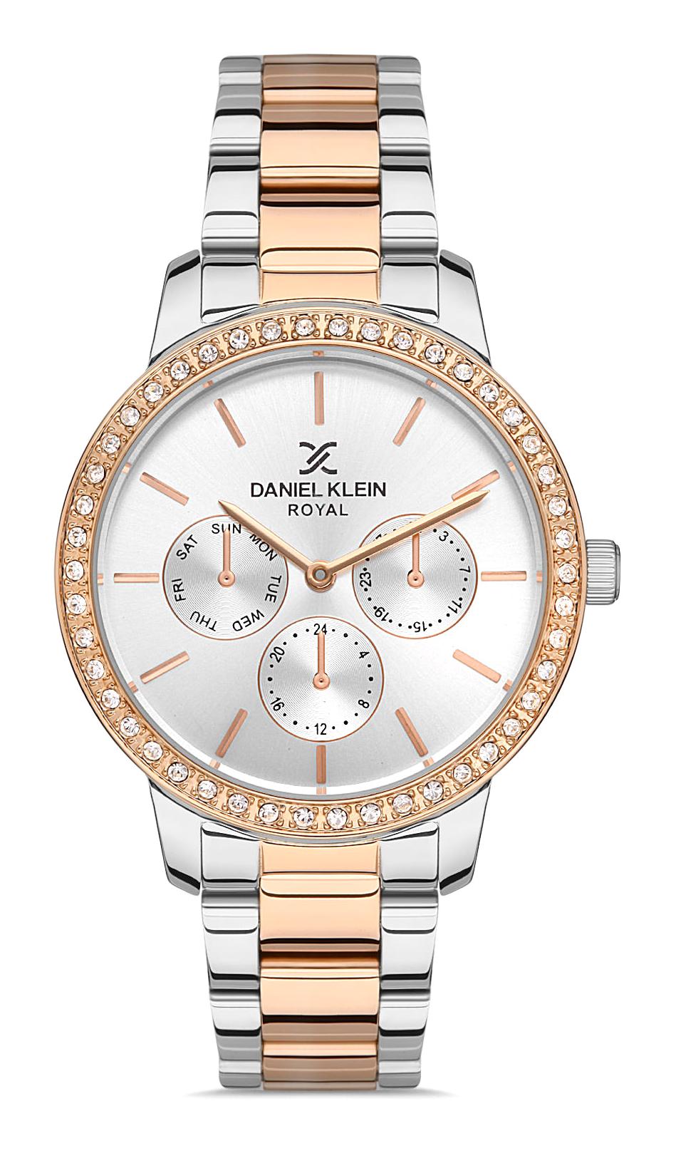 Daniel Klein DKE.1.10228.4 Takvimli 34 mm Gri-Rose Gold Metal Kordon Analog Kadın Kol Saati