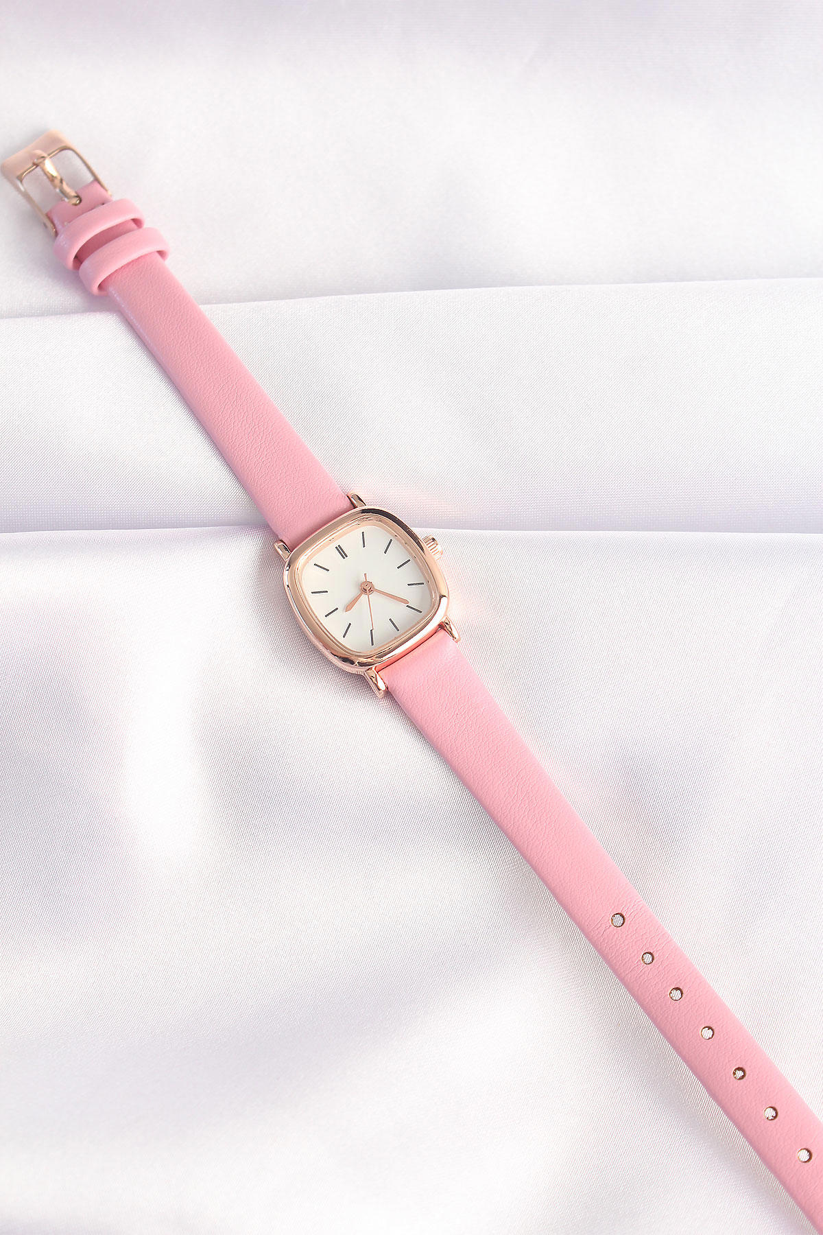 Ebuz 41-45 mm Pembe Deri Kordon Analog Kadın Kol Saati