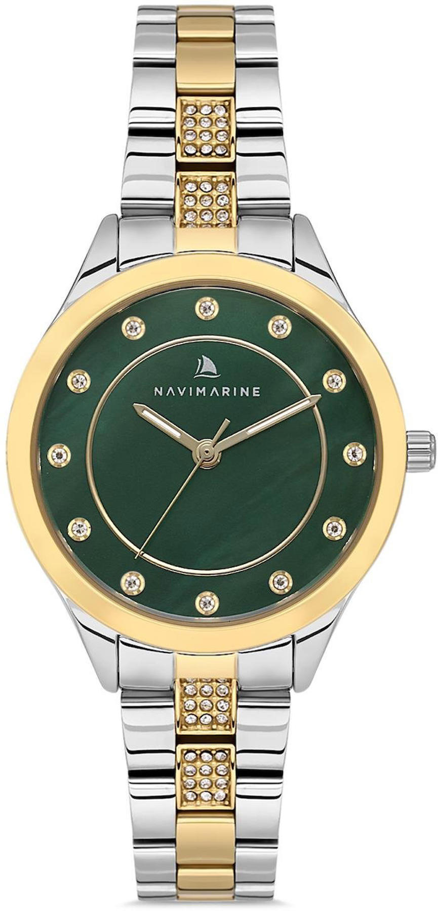 Navimarine NVM90-D10 33 mm Altın-Gri Çelik Kordon Analog Kadın Kol Saati