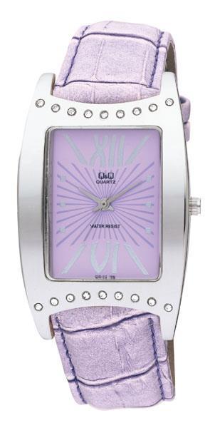 Q&Q 3A651 36 mm Lila Deri Kordon Analog Kadın Kol Saati