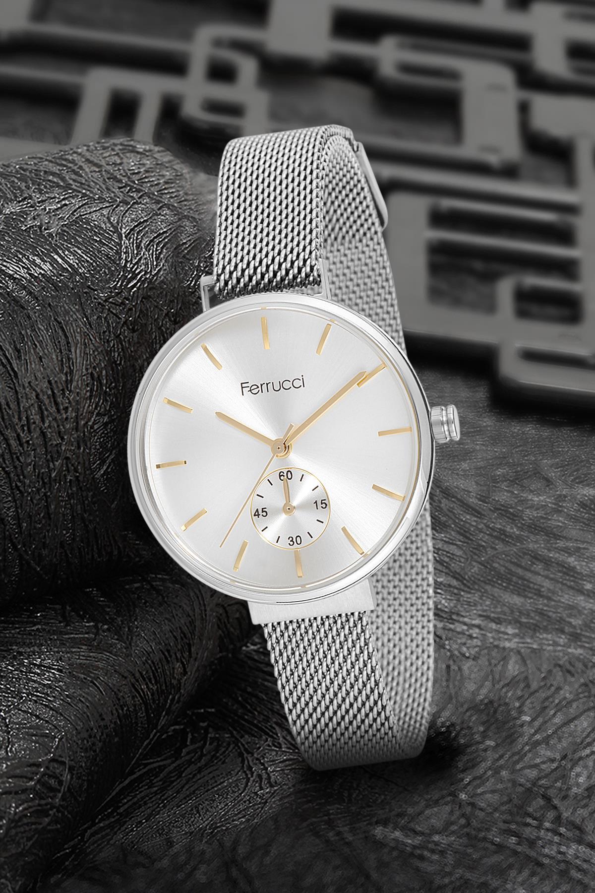 Ferrucci 9FM2469 36 mm Gri Metal Kordon Analog Kadın Kol Saati