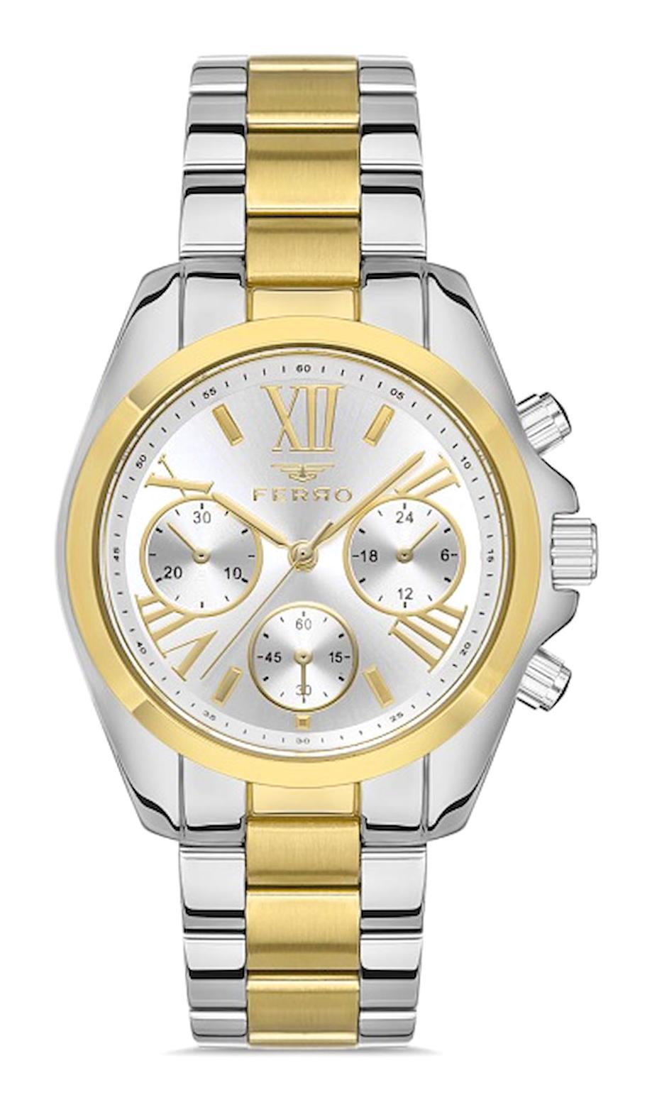 Ferro FL21259A-D 34 mm Altın-Gri Metal Kordon Analog Kadın Kol Saati