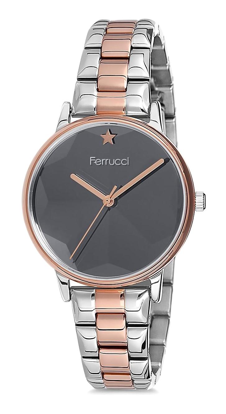 Ferrucci 9FM2064 38 mm Gri-Rose Gold Metal Kordon Analog Kadın Kol Saati