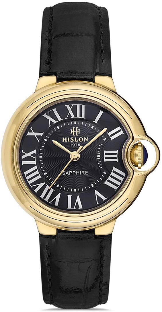 Hislon QL120G-04BG 34 mm Siyah Deri Kordon Analog Kadın Kol Saati